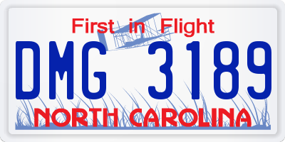 NC license plate DMG3189