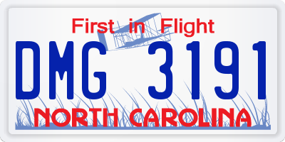 NC license plate DMG3191