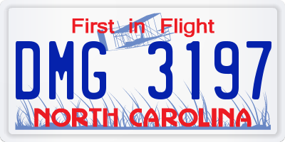 NC license plate DMG3197
