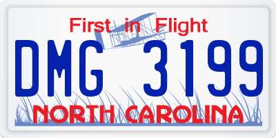 NC license plate DMG3199