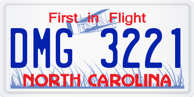 NC license plate DMG3221