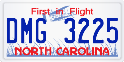 NC license plate DMG3225