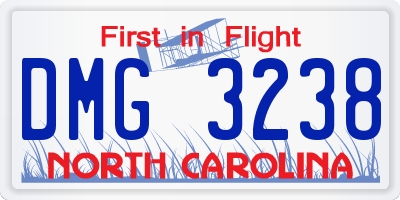 NC license plate DMG3238
