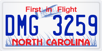 NC license plate DMG3259