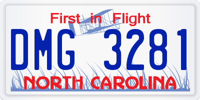 NC license plate DMG3281