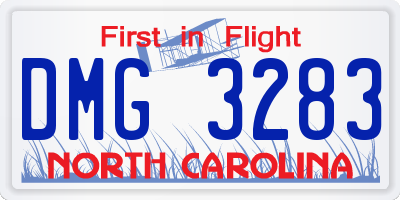 NC license plate DMG3283