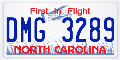NC license plate DMG3289