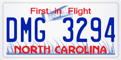 NC license plate DMG3294
