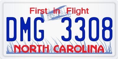 NC license plate DMG3308