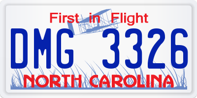 NC license plate DMG3326