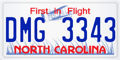 NC license plate DMG3343