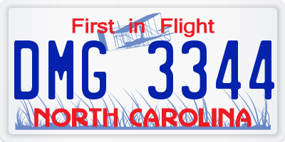 NC license plate DMG3344