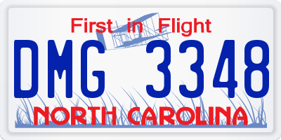 NC license plate DMG3348