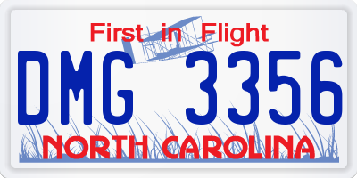 NC license plate DMG3356
