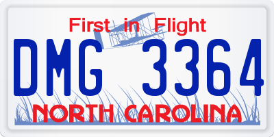NC license plate DMG3364