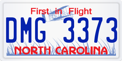 NC license plate DMG3373