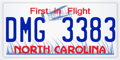 NC license plate DMG3383