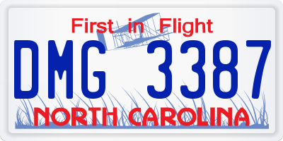 NC license plate DMG3387