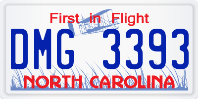 NC license plate DMG3393