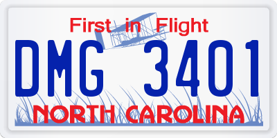NC license plate DMG3401