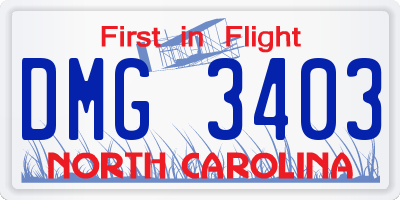 NC license plate DMG3403