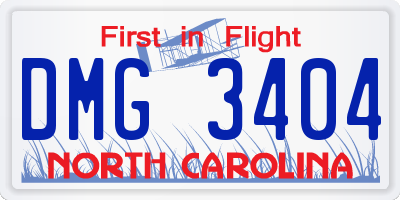 NC license plate DMG3404