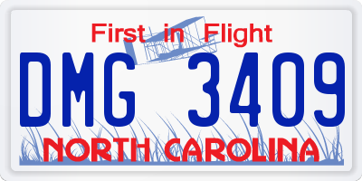NC license plate DMG3409