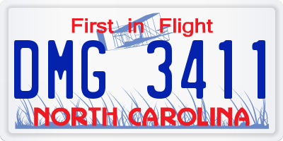 NC license plate DMG3411