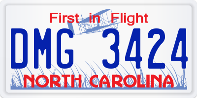 NC license plate DMG3424