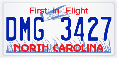 NC license plate DMG3427