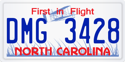 NC license plate DMG3428