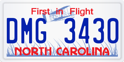 NC license plate DMG3430