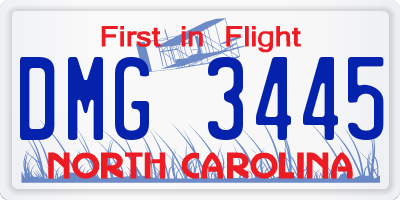NC license plate DMG3445