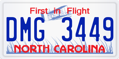NC license plate DMG3449