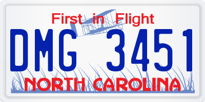 NC license plate DMG3451