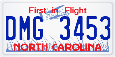 NC license plate DMG3453