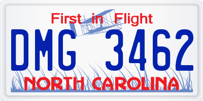 NC license plate DMG3462