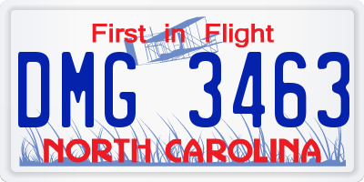 NC license plate DMG3463