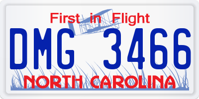 NC license plate DMG3466