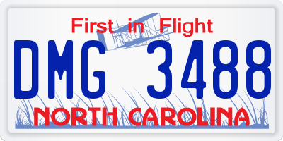 NC license plate DMG3488