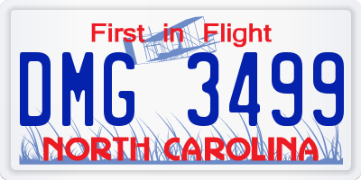 NC license plate DMG3499