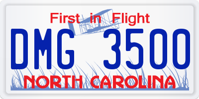 NC license plate DMG3500