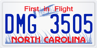 NC license plate DMG3505