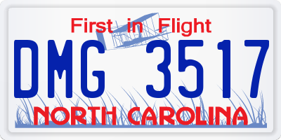 NC license plate DMG3517