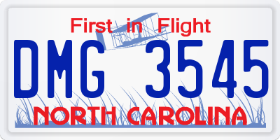 NC license plate DMG3545