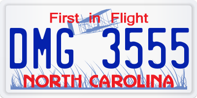 NC license plate DMG3555