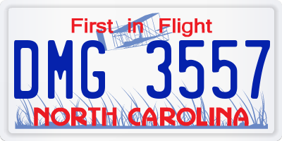NC license plate DMG3557