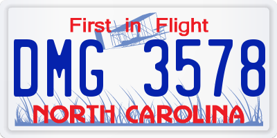 NC license plate DMG3578