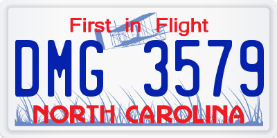 NC license plate DMG3579