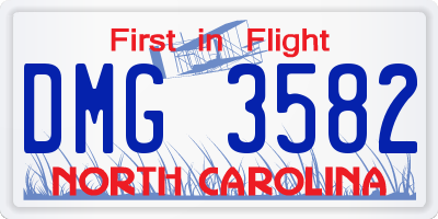 NC license plate DMG3582